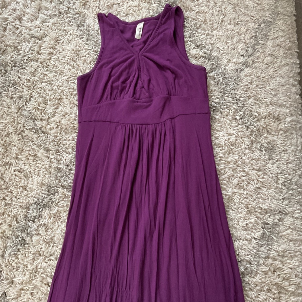 Loveappella Purple Sleeveless Empire Waist Surplice Maxi Dress Womens Medium